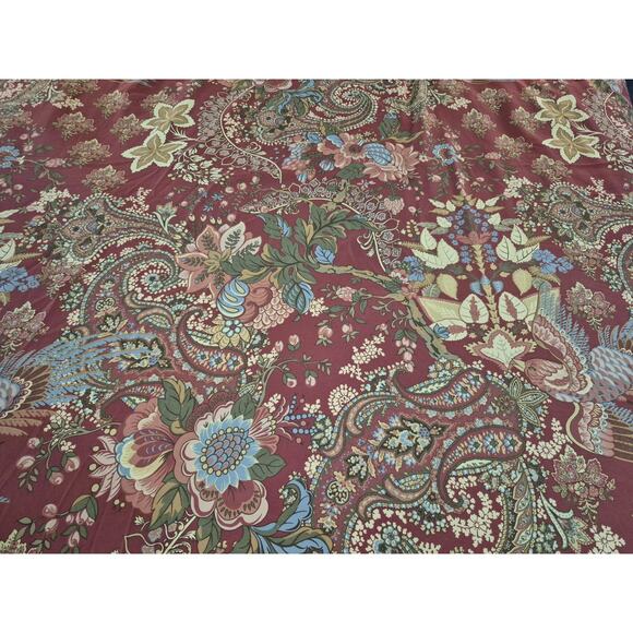 Pottery Barn Burgandy Green Floral Birds Clara Duvet Cover Full Queen - Picture 3 of 8